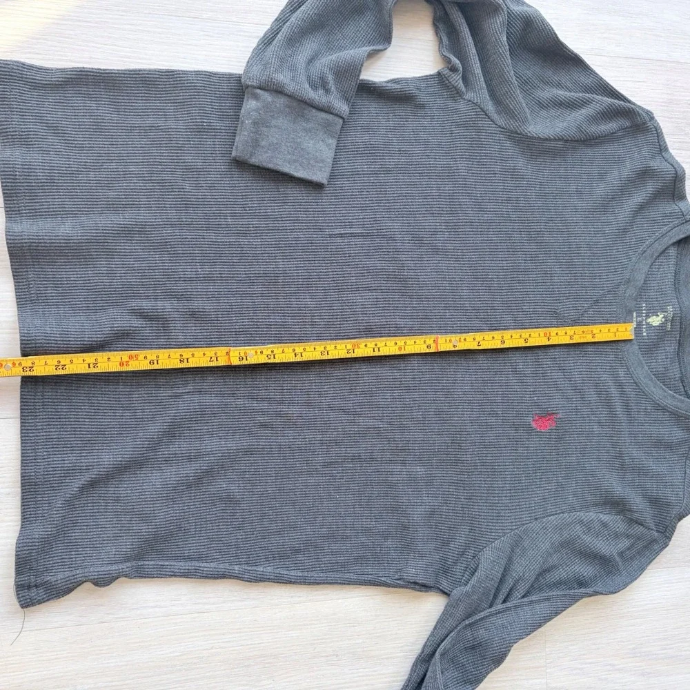 US Polo Assn Mens Sleepwear Thermal Shirt Gray Waffle‎ Knit Long Sleeve Large
